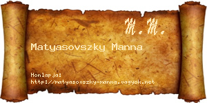 Matyasovszky Manna névjegykártya